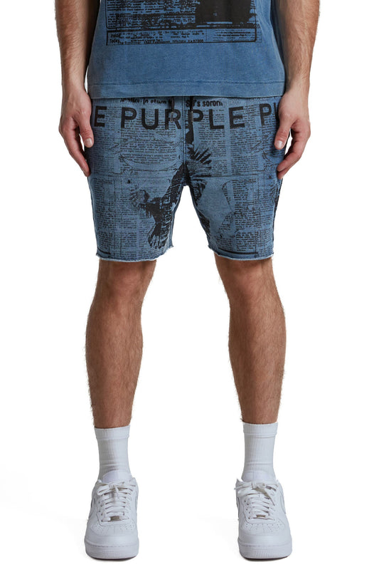 Purple Brand Midweight French Terry Shorts Blue - 40% OFF