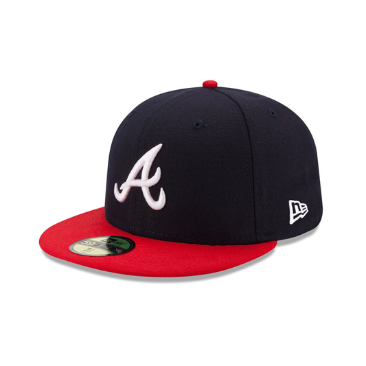 NEW ERA 59FIFTY AUTHENTIC COLLECTION ATLANTA BRAVES ON-FIELD HOME HAT - NAVY, RED ALT 70361069 